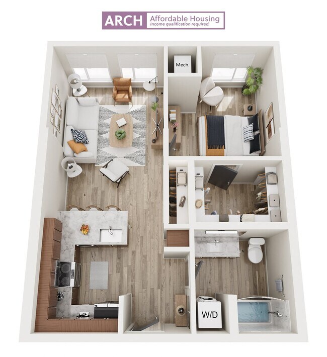 A5 Affordable One Bedroom 206 floor plan